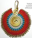 Nakamol Red/Orange/Turquoise Woven Circle Earrings