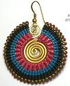 Nakamol Pink/Turquoise Woven Circle Earrings