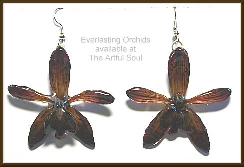 Purple/Brown Petite Grammatophirum Orchid Earrings