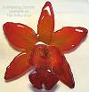 Cattleya Red-Orange Orchid Pin/Pendant