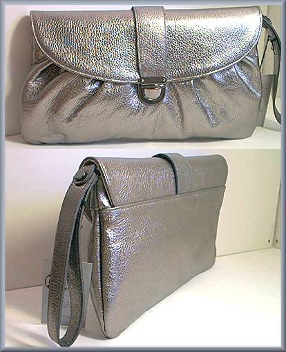 Pietro Alessandro Pebble Grain Pewter Clutch