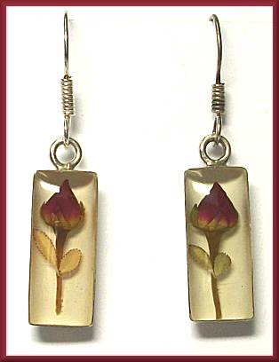 Red Rose Dangling Earrings