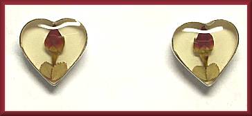 Red Rose Heart Earrings