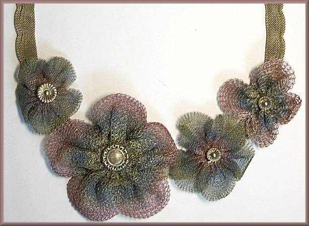 Sarah Cavender Silver/Pink/Blue Flowers Necklace