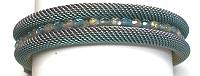 Cavender Curled Bead Channel Bangle Amethyst/Aqua