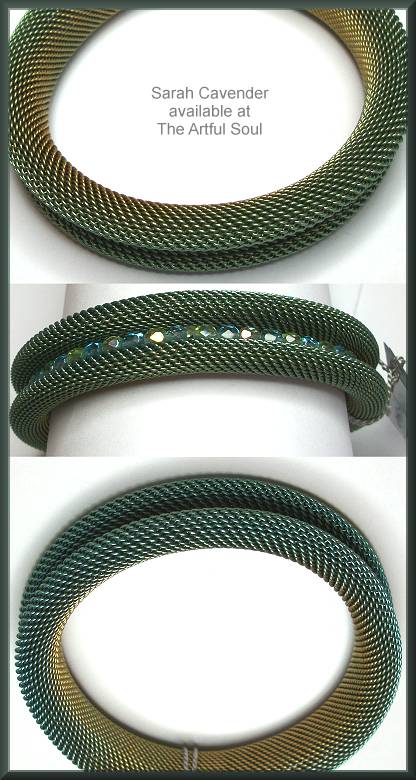 Cavender Curled Bead Channel Bangle Aqua/Peridot