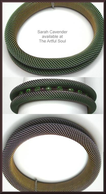 Cavender Curled Bead Channel Bangle Peridot/Amethyst