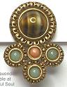 Sarah Cavender Filigree Stone Circles CLIP Earrings