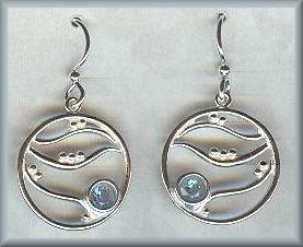 Sierra SS Ribbon Blue Topaz Earrings