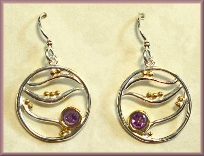 Sierra Amethyst 2-Tone Waves Earrings
