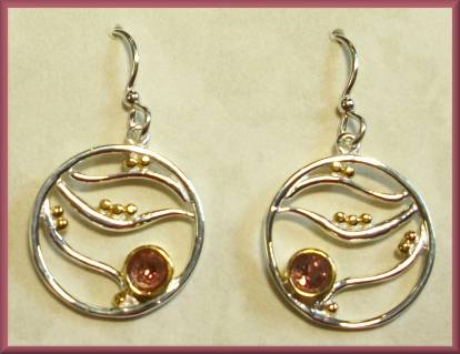 Sierra Pink Tourmaline 2-Tone Waves Earrings