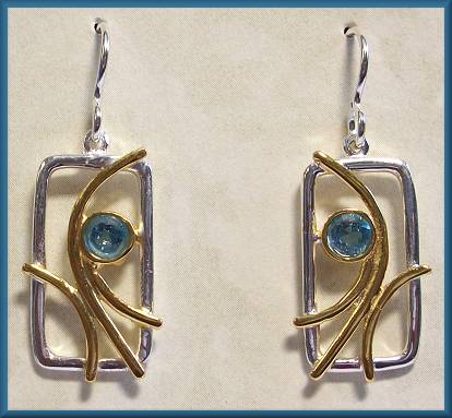 Sierra Blue Topaz 2-Tone Frame Earrings
