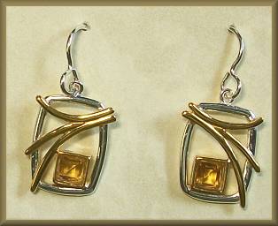 Sierra 2-Tone Abstract Citrine Earrings
