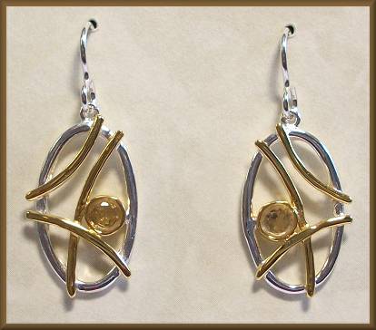 Sierra Citrine 2-Tone Oval Earrings