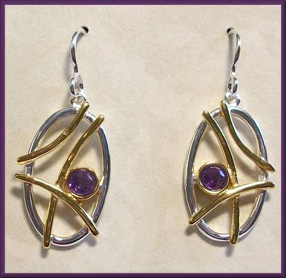 Sierra Amethyst 2-Tone Oval Earrings