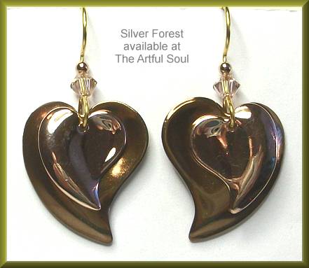 Silver Forest Brass/Copper Art Heart Earrings