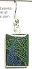 Skeleton Leaf Earrings, Blue/Green on Black