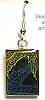 Skeleton Leaf Earrings, Blue/Yellow on Black