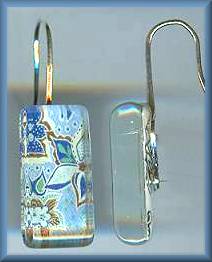 Spirit Lala Paisley Blue Flower Rectangular Earrings