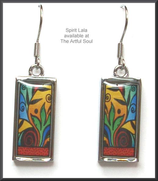 Spirit Lala Bright Leafy Rectangular Earrings