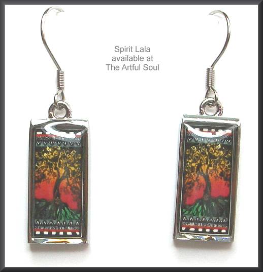 Spirit Lala Tree of Life Rectangular Earrings