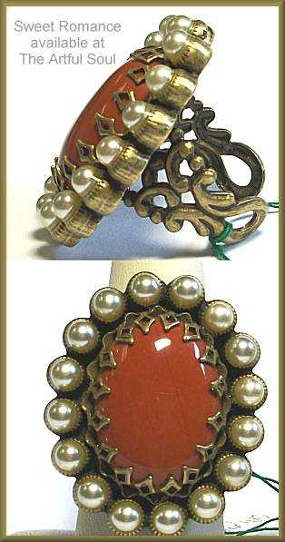 Sweet Romance Ollipop Red Jasper Pearl Ring