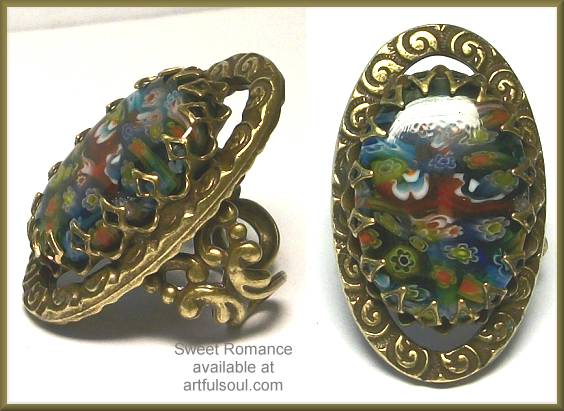 Sweet Romance Ollipop Millefiore Oval Ring