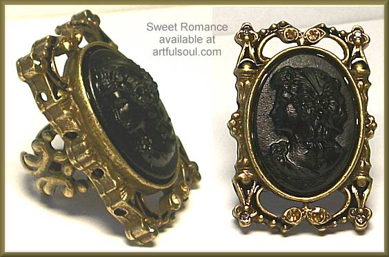 Sweet Romance Ollipop Black Matte Cameo Ring