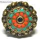 Sweet Romance Ollipop Coral Turquoise Rosette Ring