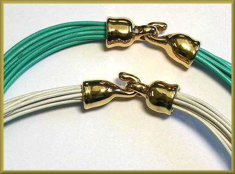 Sebbag Leather Necklace with Gold Caps/Summer