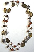 Sun Designs Fancy Browns Long Knotted Necklace