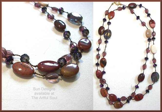 Sun Designs Purple Earth Long Knotted Necklace