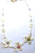 Sun Designs Cream Flower Trio Necklace