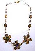Sun Designs Brown Flower Trio Necklace