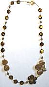 Sun Designs Brown Offset Flower Necklace
