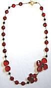 Sun Designs Red Offset Flower Necklace