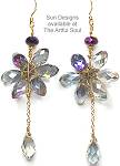 Sun Designs Gray/Purple Flower Earrings
