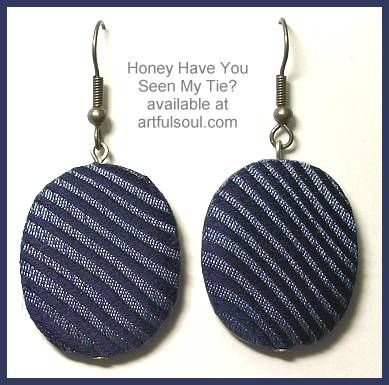 Honey Have You Seen My Tie? Blue Stripe Earrings