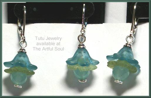 Tutu Flower Earrings Teal/Apple