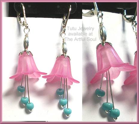 Tutu Flower Earrings Pink/Turquoise