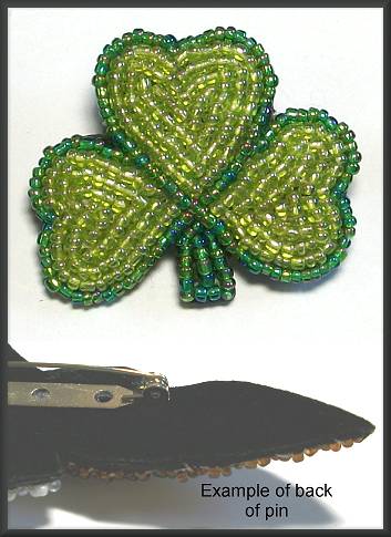 Beaded Shamrock Pin