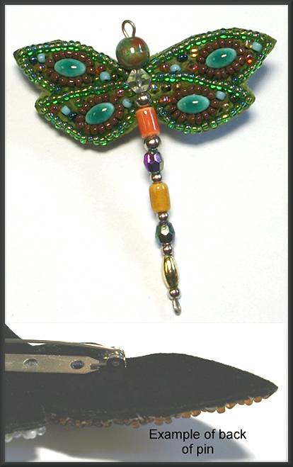 Beaded Dragonfly Pin