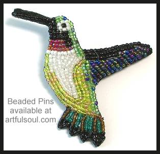 Beaded Medium Hummingbird Pin