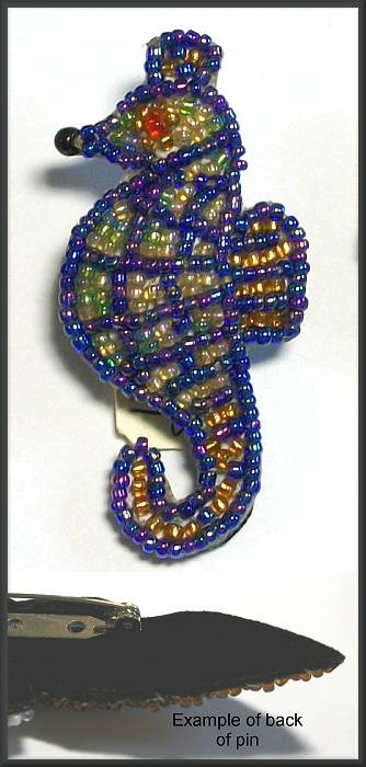 Beaded Seahorse Pin