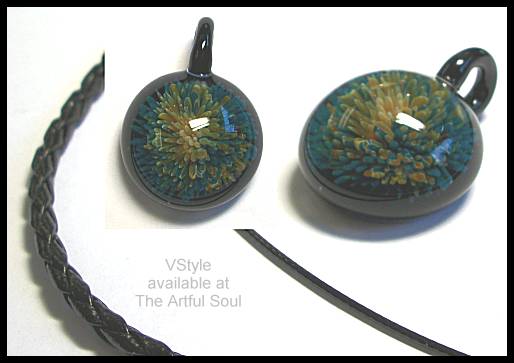 VStyle Glass Pendant, Dark Teal Flower