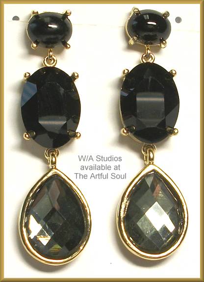 W/A Studios Black/Gray Crystal Earrings