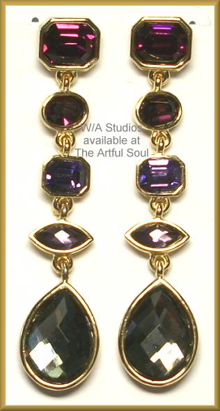 W/A Studios Long Purple Crystal Earrings
