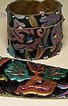 Whimsical Originals Black/Multi Flowers Wrap Cuff Bracelet