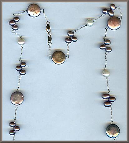 Zoe B 14kt White Gold Gray Coin Pearl Necklace