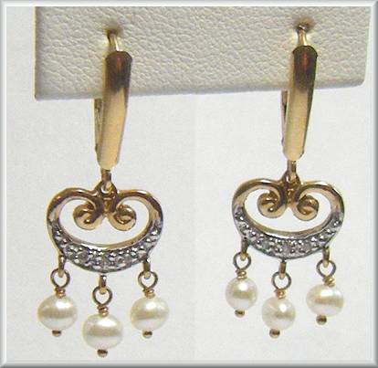 Zoe B 14kt Pearl Diamond Earrings